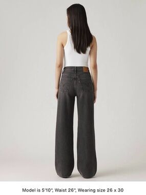 Levi's Ribcage Wide-Leg Jeans in Washed Black BNWT!